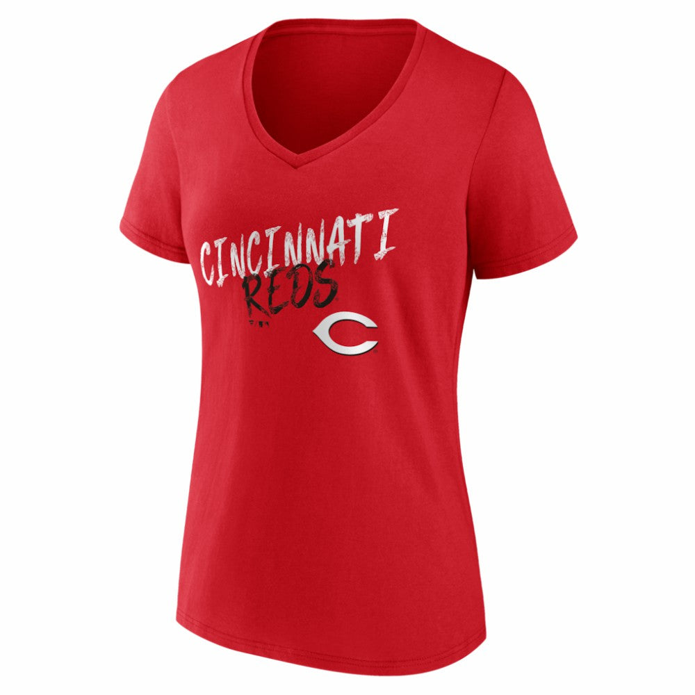 Cincinnati Reds Women's Hustle Personalized Name & Number V-Neck T-Shirt - Red T-shirts