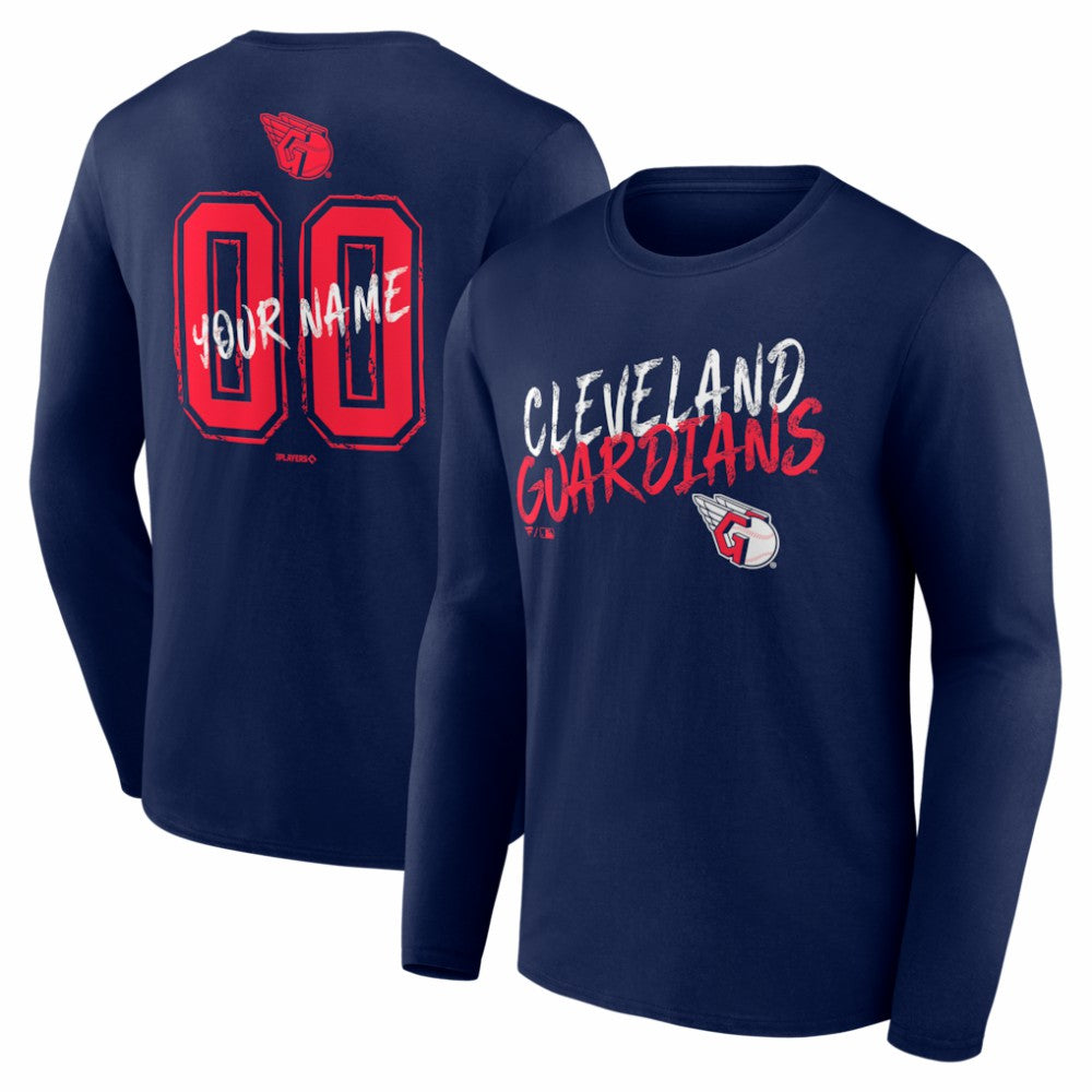 Cleveland Guardians  Hustle Personalized Name & Number Long Sleeve T-Shirt - Navy T-shirts
