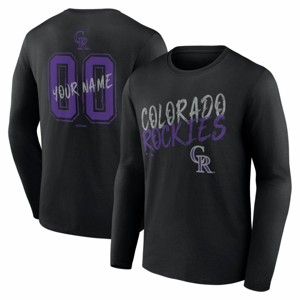 Colorado Rockies  Hustle Personalized Name & Number Long Sleeve T-Shirt - Black T-shirts