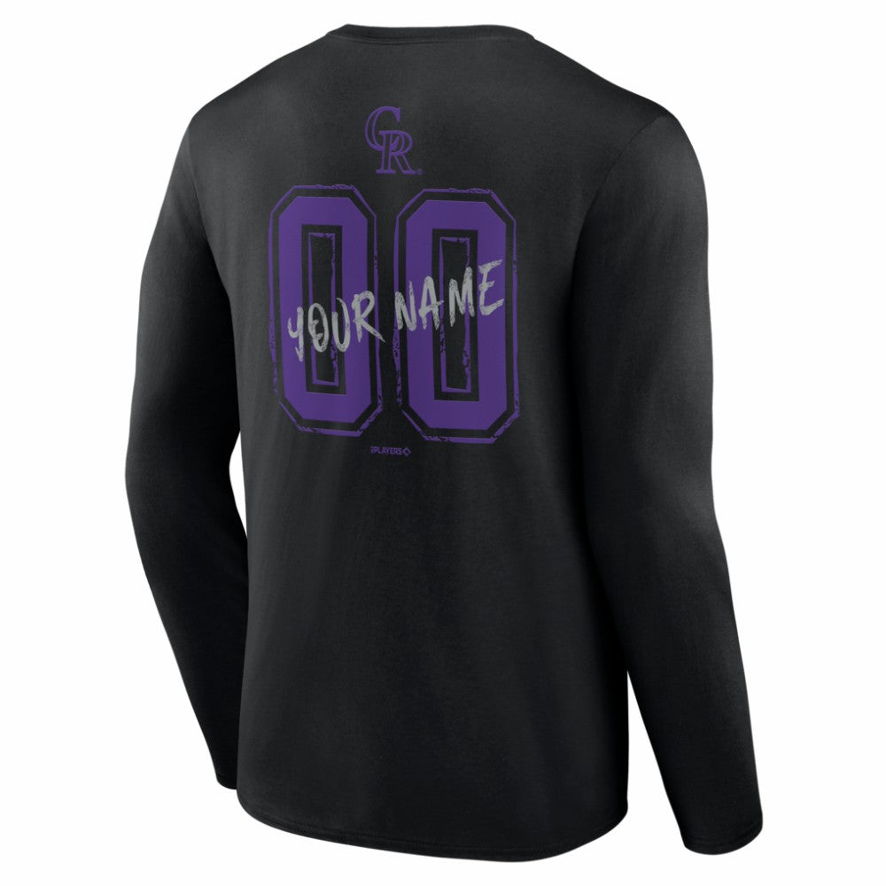Colorado Rockies  Hustle Personalized Name & Number Long Sleeve T-Shirt - Black T-shirts