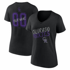 Colorado Rockies Women's Hustle Personalized Name & Number V-Neck T-Shirt - Black T-shirts