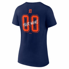 Detroit Tigers Women's Hustle Personalized Name & Number V-Neck T-Shirt - Navy T-shirts