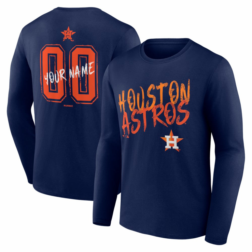 Houston Astros  Hustle Personalized Name & Number Long Sleeve T-Shirt - Navy T-shirts