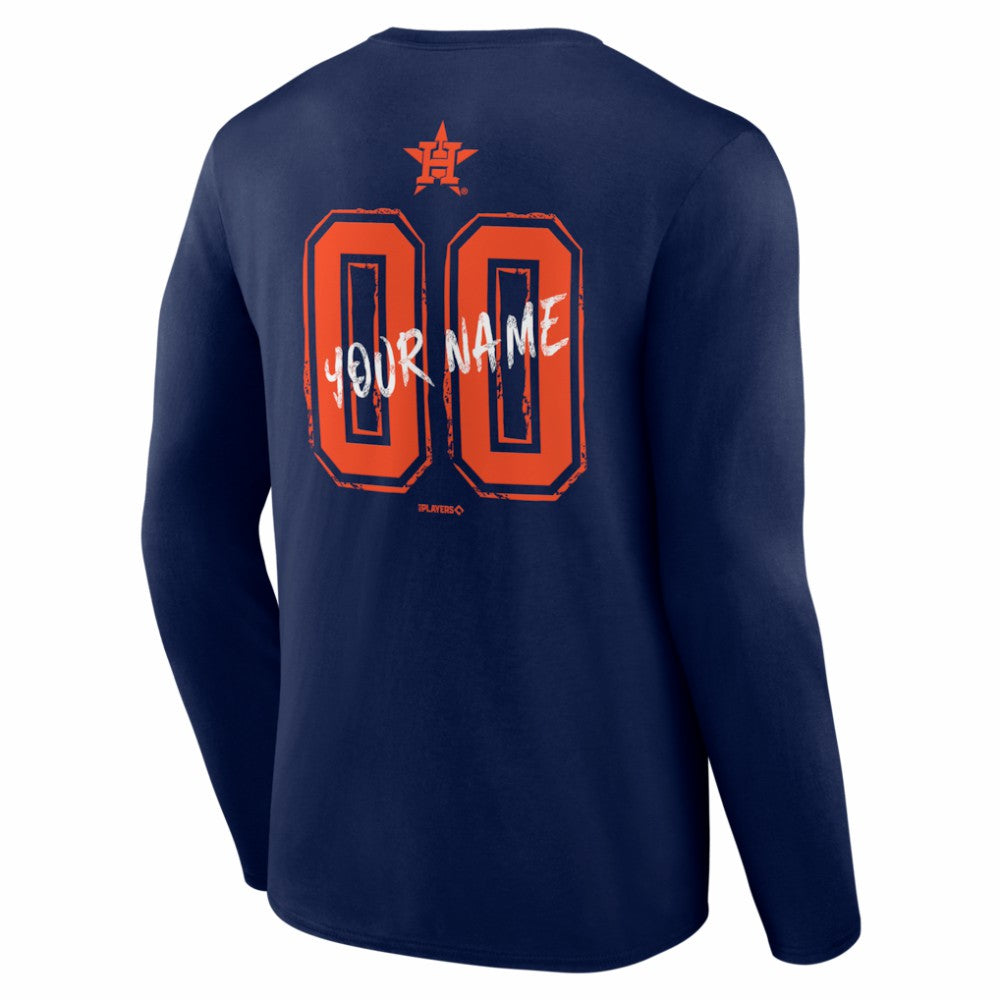 Houston Astros  Hustle Personalized Name & Number Long Sleeve T-Shirt - Navy T-shirts
