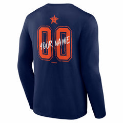 Houston Astros  Hustle Personalized Name & Number Long Sleeve T-Shirt - Navy T-shirts