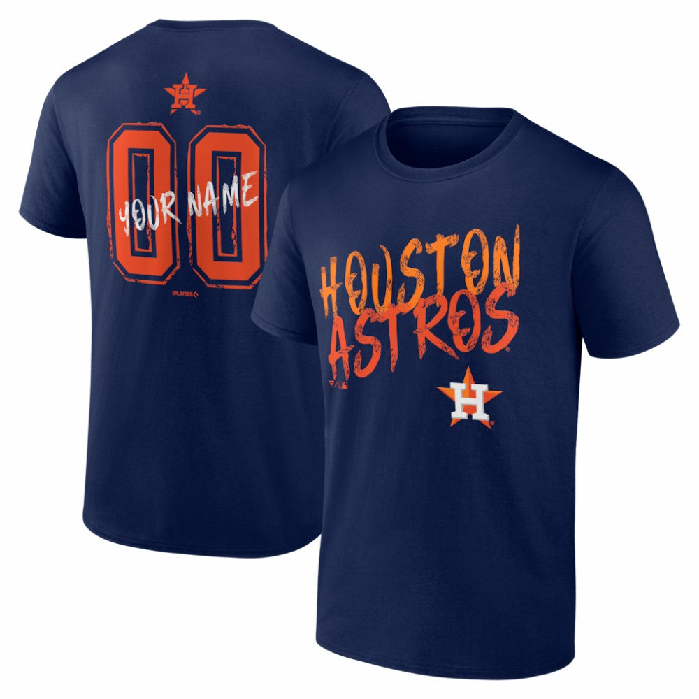 Houston Astros  Hustle Personalized Name & Number T-Shirt - Navy T-shirts
