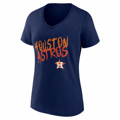 Houston Astros Women's Hustle Personalized Name & Number V-Neck T-Shirt - Navy T-shirts