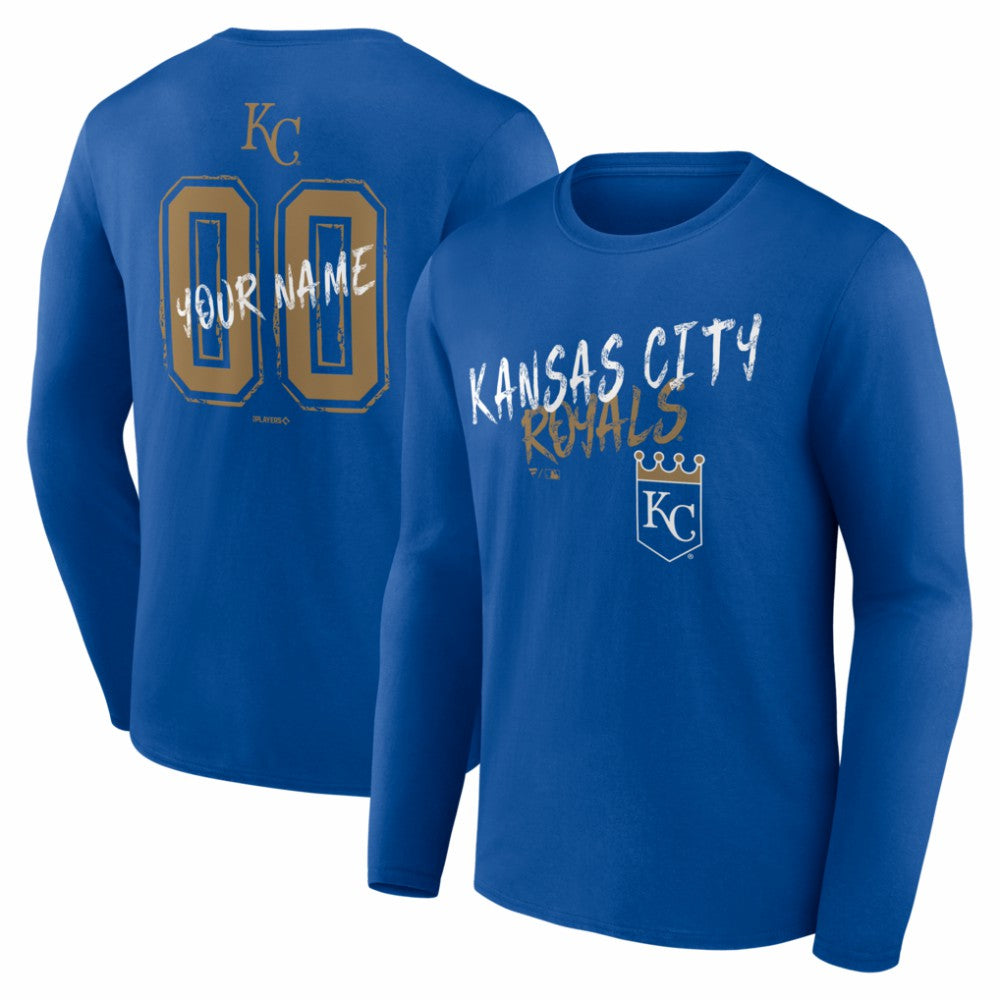 Kansas City Royals  Hustle Personalized Name & Number Long Sleeve T-Shirt - Royal T-shirts