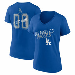 Los Angeles Dodgers Women's Hustle Personalized Name & Number V-Neck T-Shirt - Royal T-shirts