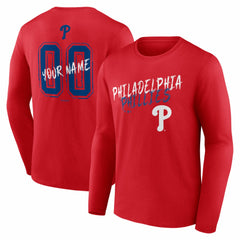 Philadelphia Phillies  Hustle Personalized Name & Number Long Sleeve T-Shirt - Red T-shirts