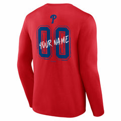 Philadelphia Phillies  Hustle Personalized Name & Number Long Sleeve T-Shirt - Red T-shirts
