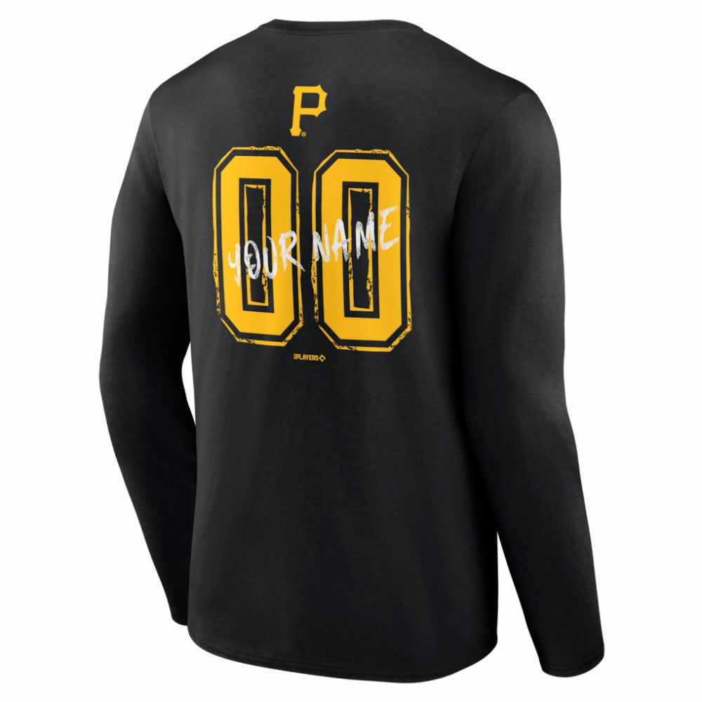 Pittsburgh Pirates  Hustle Personalized Name & Number Long Sleeve T-Shirt - Black T-shirts