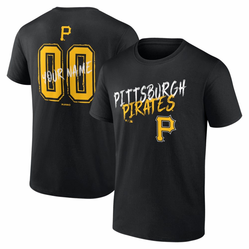 Pittsburgh Pirates  Hustle Personalized Name & Number T-Shirt - Black T-shirts