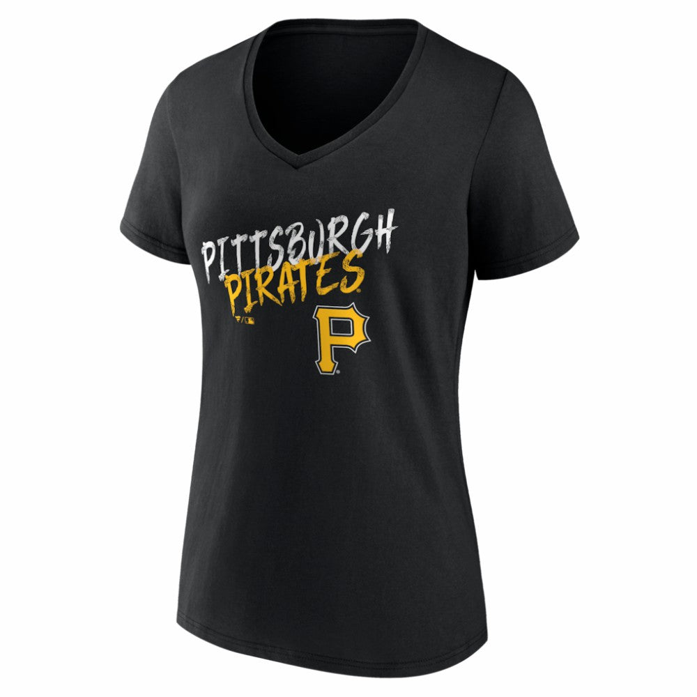 Pittsburgh Pirates Women's Hustle Personalized Name & Number V-Neck T-Shirt - Black T-shirts