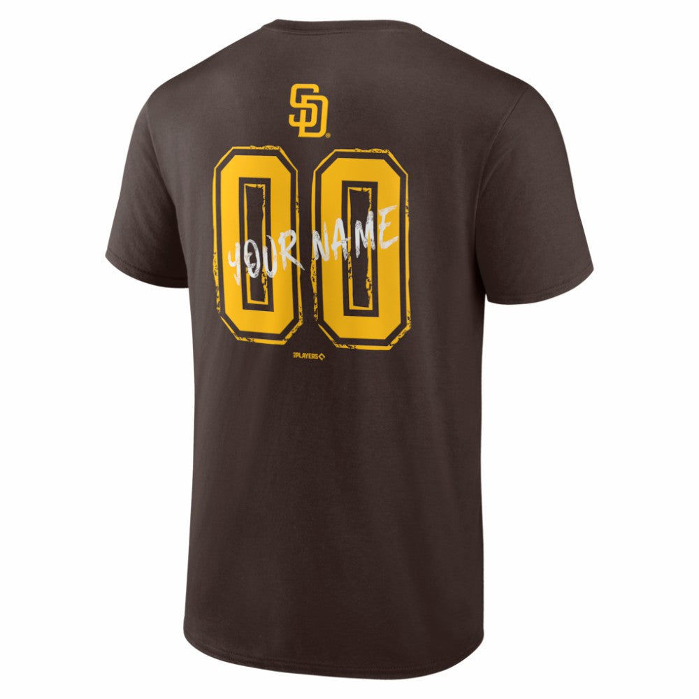 San Diego Padres  Hustle Personalized Name & Number T-Shirt - Brown T-shirts