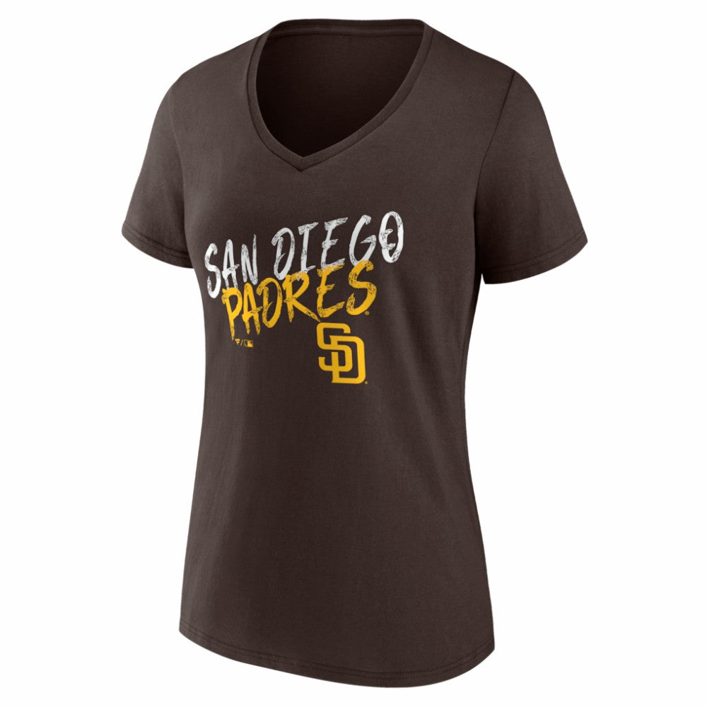 San Diego Padres Women's Hustle Personalized Name & Number V-Neck T-Shirt - Brown T-shirts