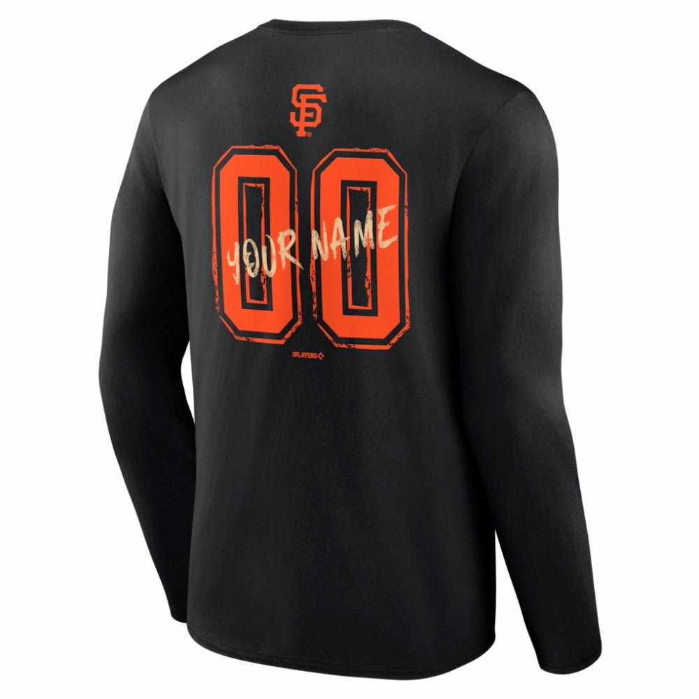 San Francisco Giants  Hustle Personalized Name & Number Long Sleeve T-Shirt - Black T-shirts