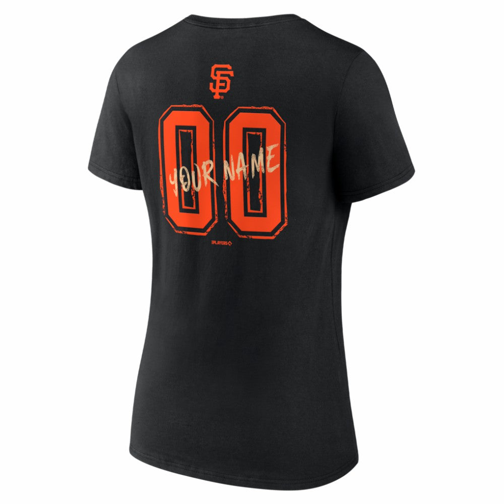 San Francisco Giants Women's Hustle Personalized Name & Number V-Neck T-Shirt - Black T-shirts