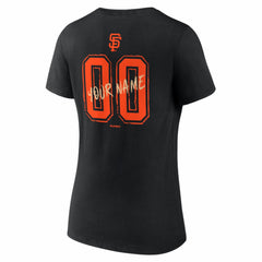 San Francisco Giants Women's Hustle Personalized Name & Number V-Neck T-Shirt - Black T-shirts