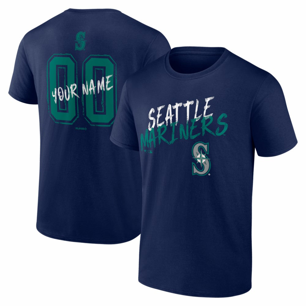Seattle Mariners  Hustle Personalized Name & Number T-Shirt - Navy T-shirts