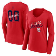 St. Louis Cardinals Women's Hustle Personalized Name & Number Long Sleeve V-Neck T-Shirt - Red T-shirts