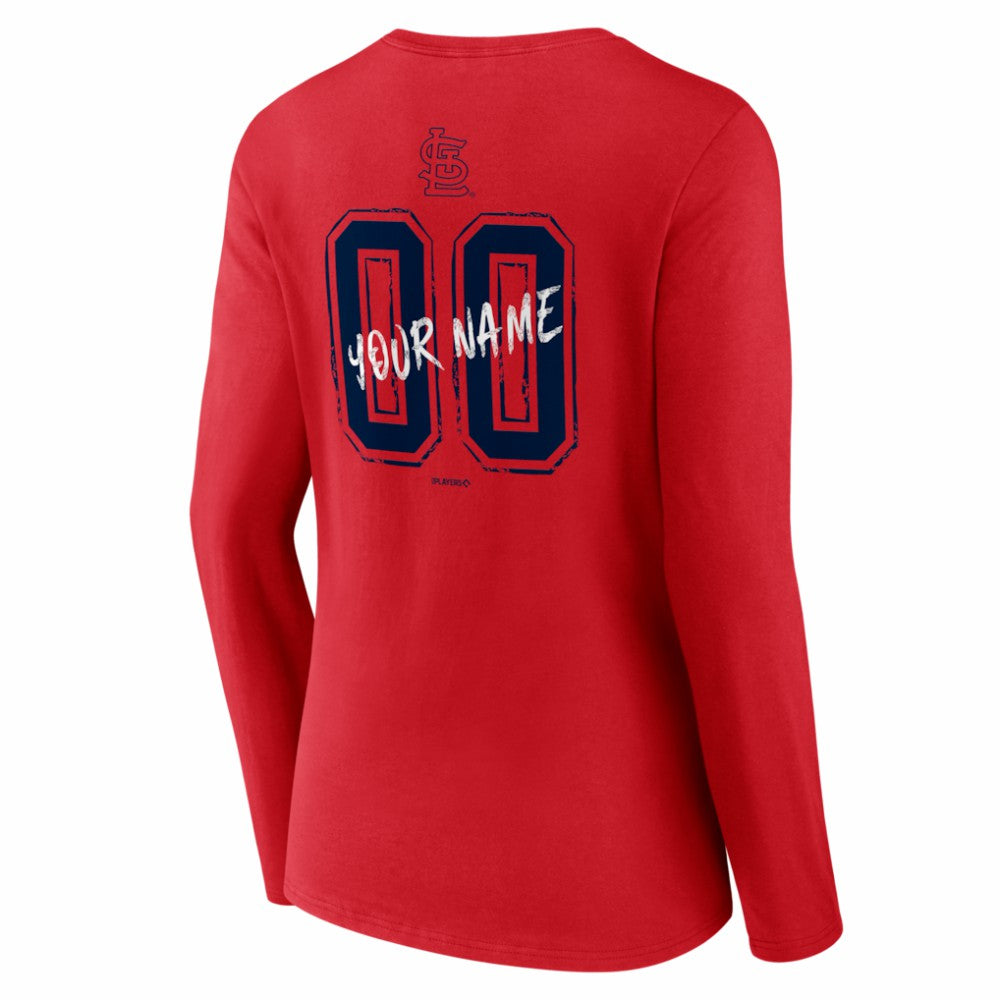 St. Louis Cardinals Women's Hustle Personalized Name & Number Long Sleeve V-Neck T-Shirt - Red T-shirts