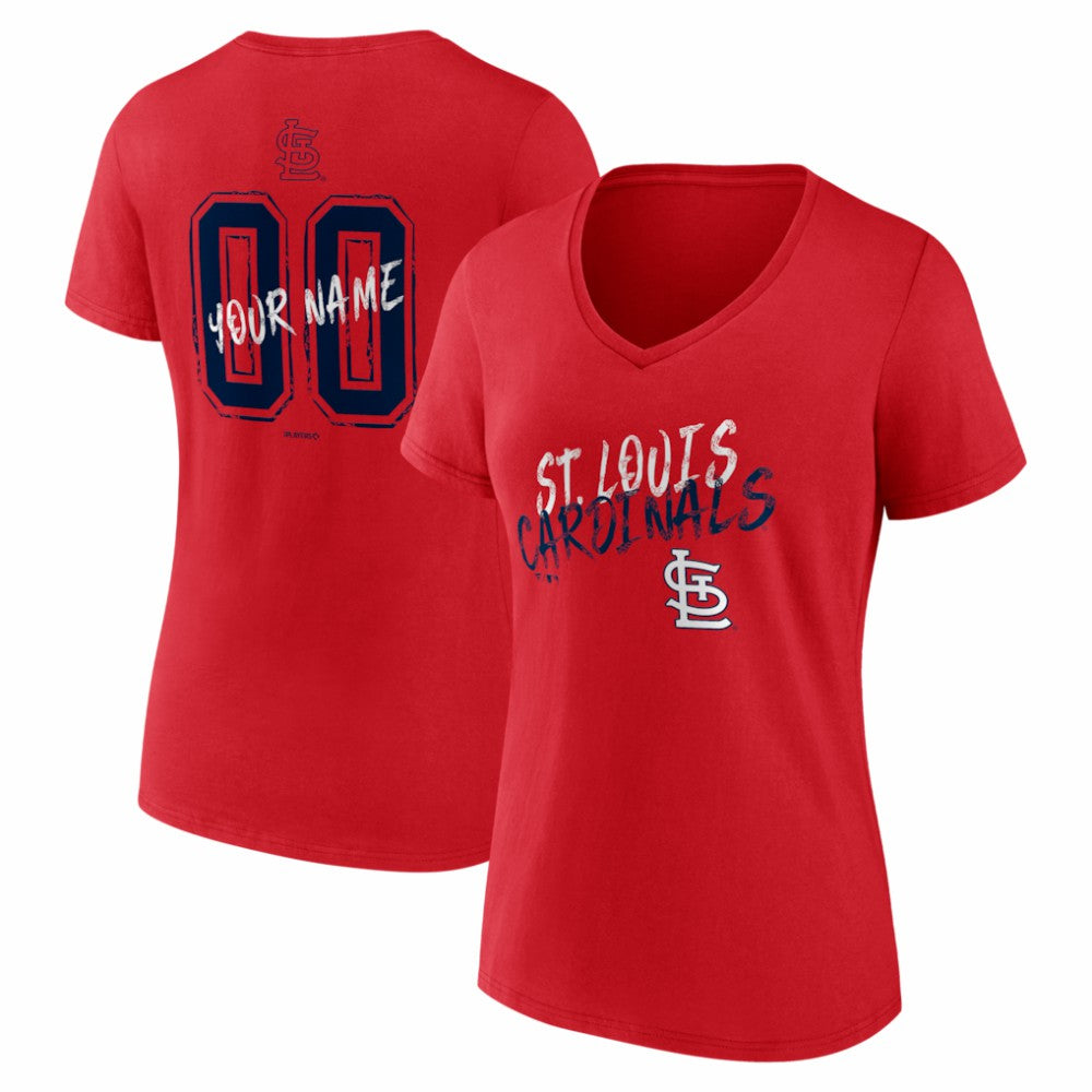 St. Louis Cardinals Women's Hustle Personalized Name & Number V-Neck T-Shirt - Red T-shirts