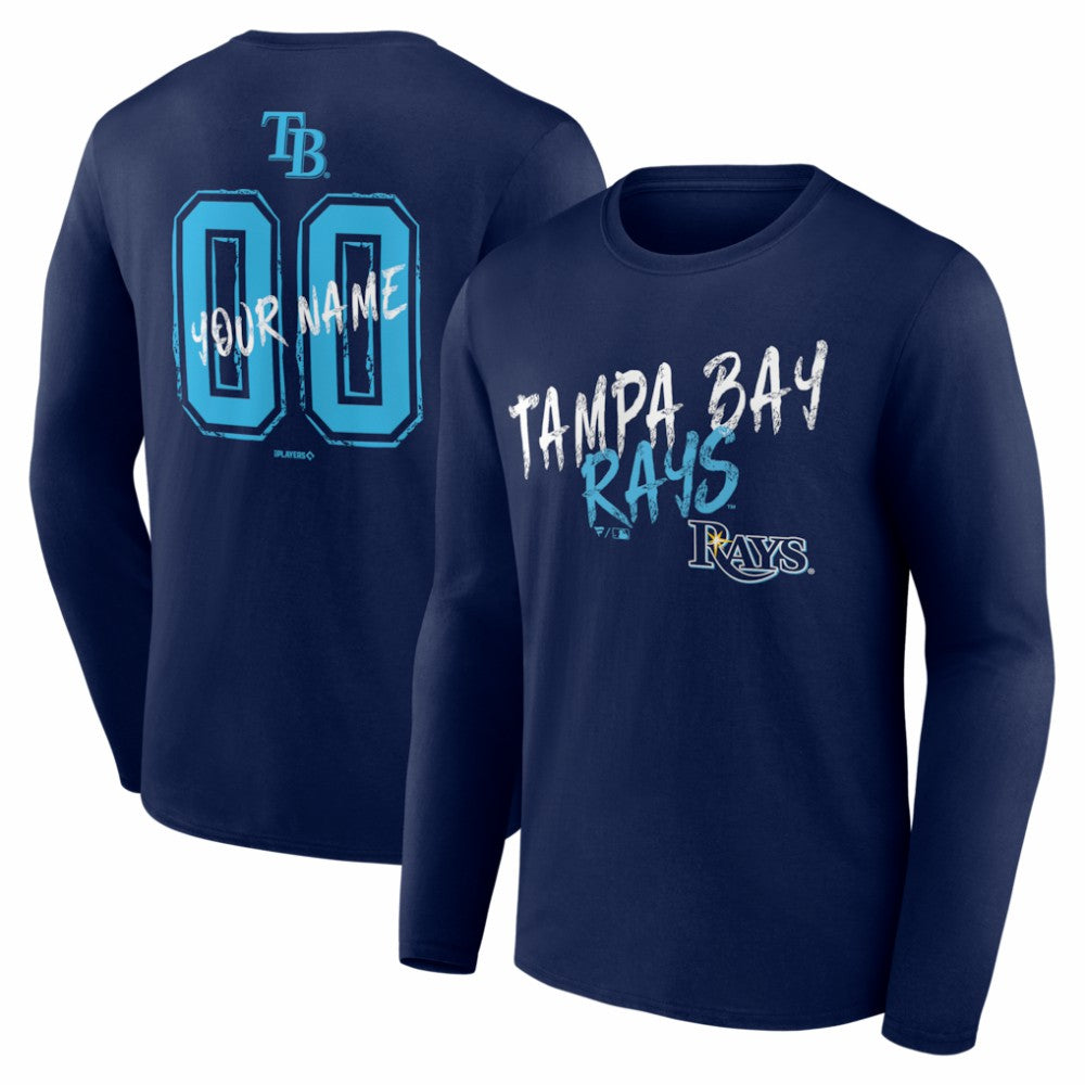 Tampa Bay Rays  Hustle Personalized Name & Number Long Sleeve T-Shirt - Navy T-shirts