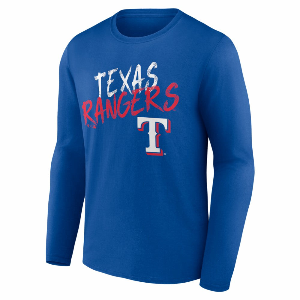 Texas Rangers  Hustle Personalized Name & Number Long Sleeve T-Shirt - Royal T-shirts