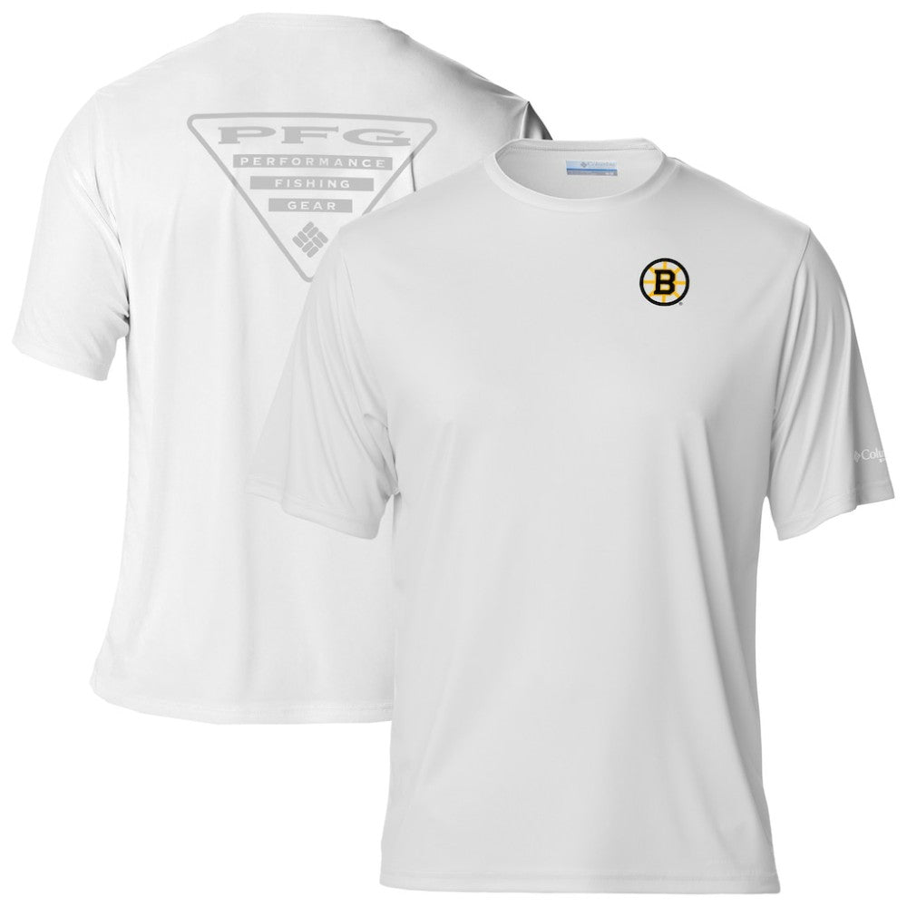 NHL Boston Bruins Columbia PFG Terminal Tackle Omni-Shade T-Shirt - White