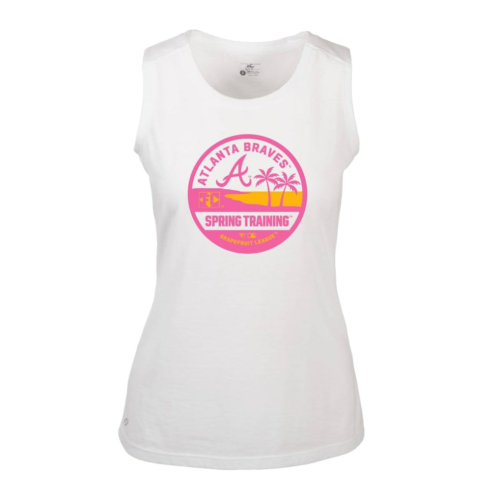 Atlanta Braves Levelwear Women's Macy Spring Training Badge Bold Tank Top - White Tanks