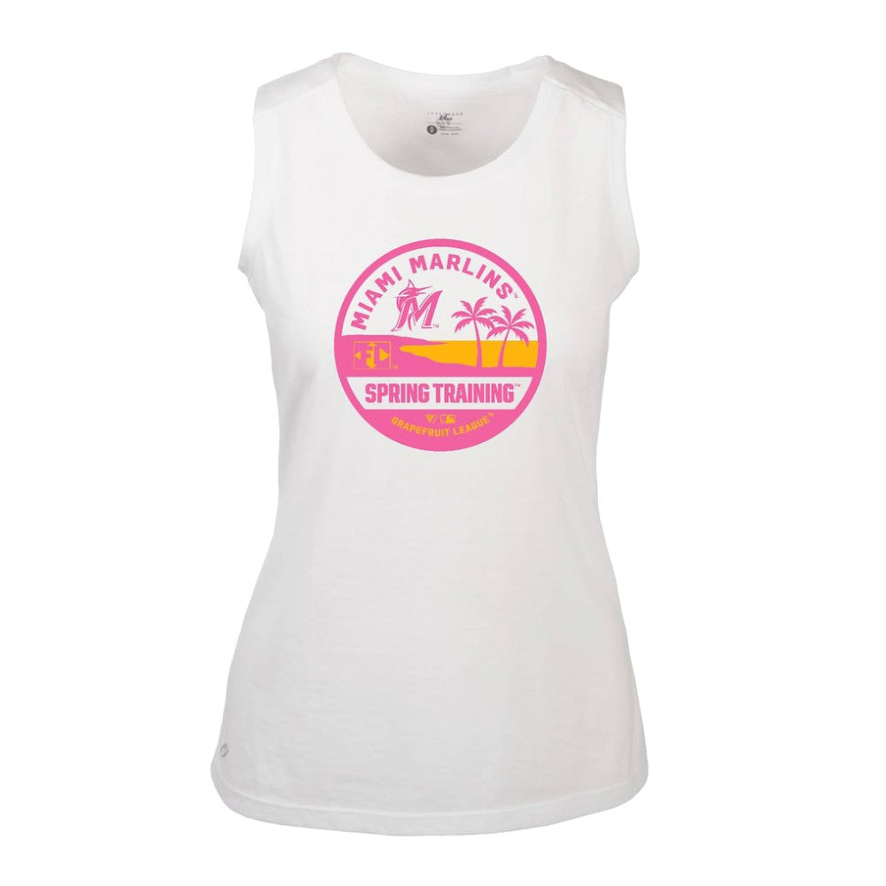 Miami Marlins Levelwear Women's Macy Spring Training Badge Bold Tank Top - White Tanks