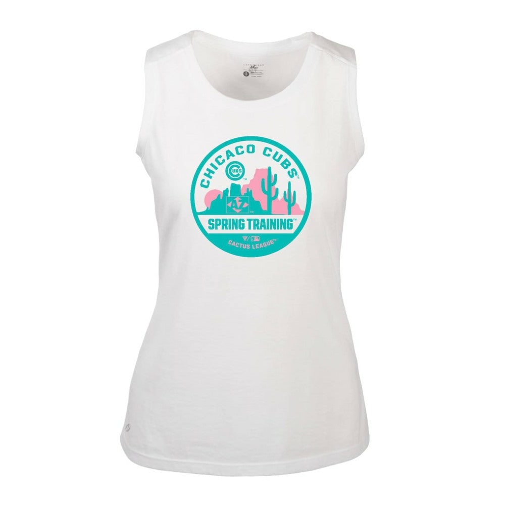 Chicago Cubs Levelwear Women's Macy Spring Training Badge Bold Tank Top - White Tanks