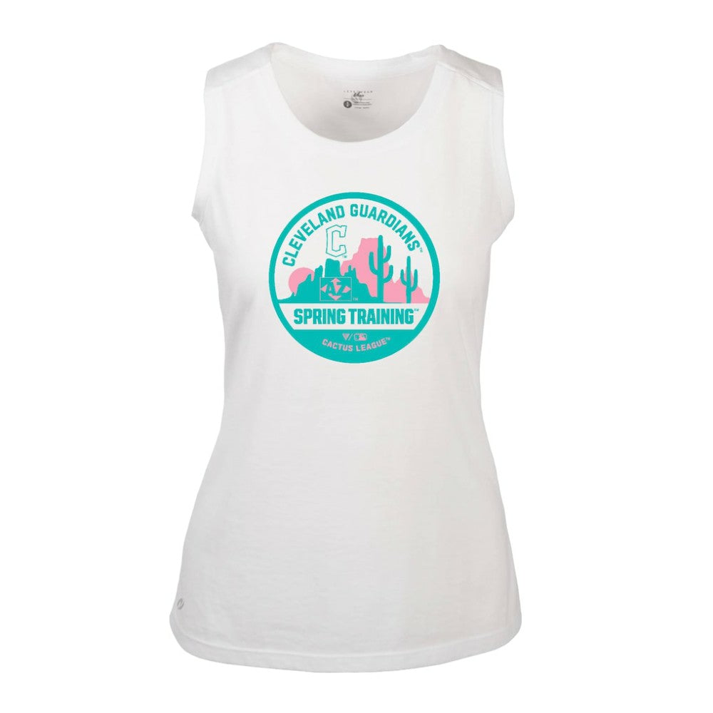 Cleveland Guardians Levelwear Women's Macy Spring Training Badge Bold Tank Top - White Tanks