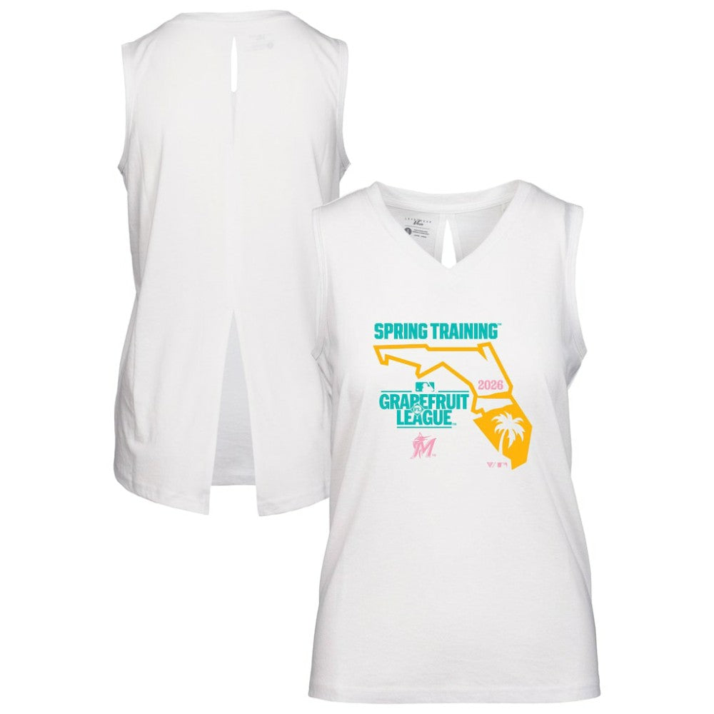 Miami Marlins Levelwear Women's 2026 Spring Training Paisley Ball Bold Tank - White Tanks
