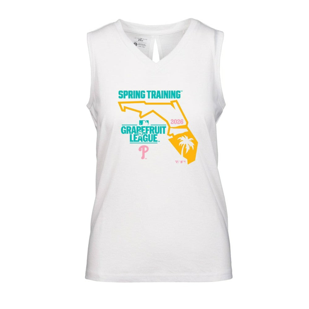 Philadelphia Phillies Levelwear Women's 2026 Spring Training Paisley Ball Bold Tank - White Tanks
