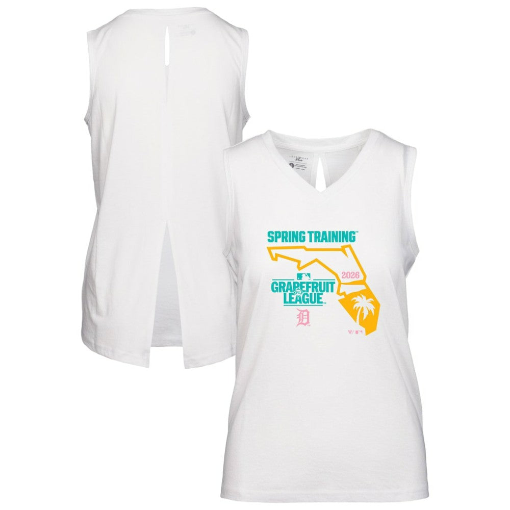 Detroit Tigers Levelwear Women's 2026 Spring Training Paisley Ball Bold Tank - White Tanks