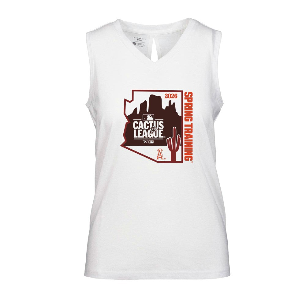 Los Angeles Angels Levelwear Women's 2026 Spring Training Paisley Ball Bold Tank - White Tanks