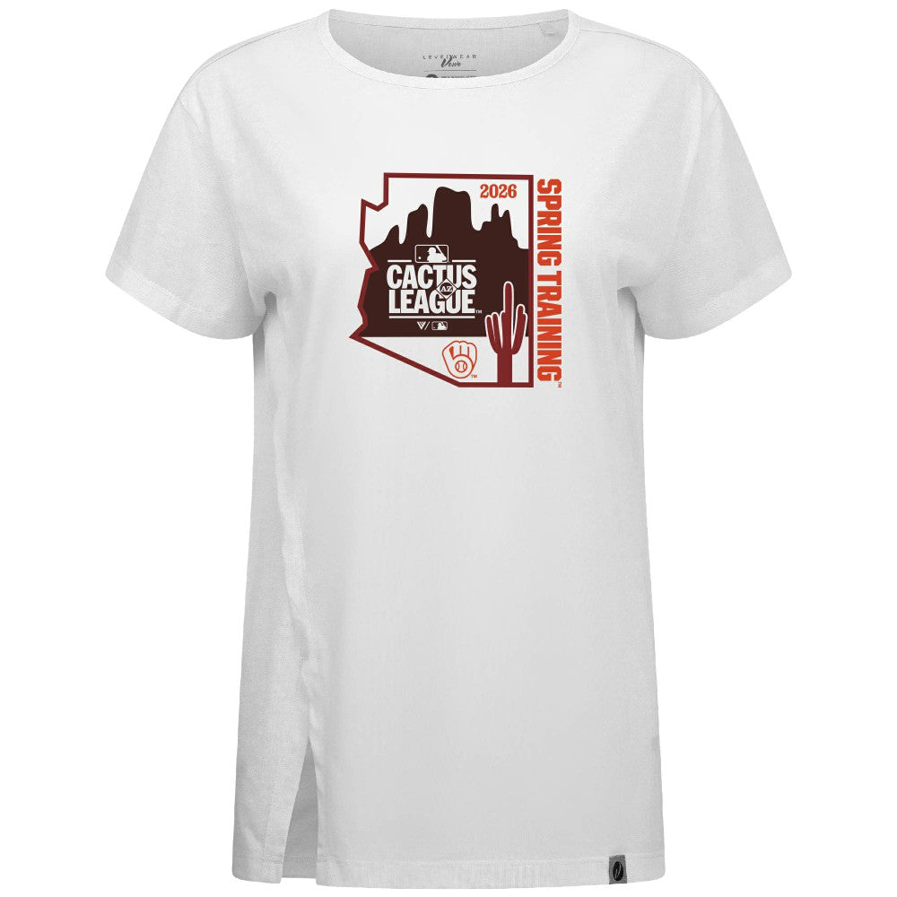 Milwaukee Brewers Levelwear Women's 2026 Spring Training Influx Ball Bold T-Shirt - White T-shirts