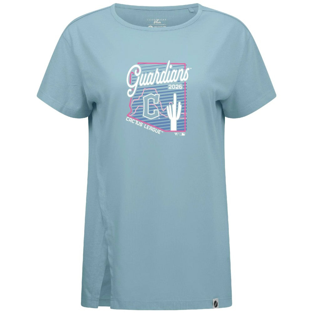 Cleveland Guardians Levelwear Women's Influx Spring Training Sunrise Bold T-Shirt - Blue T-shirts