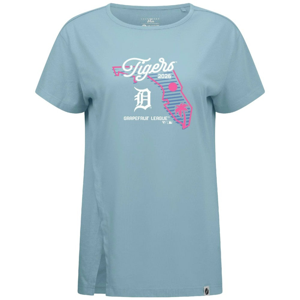 Detroit Tigers Levelwear Women's Influx Spring Training Sunrise Bold T-Shirt - Blue T-shirts