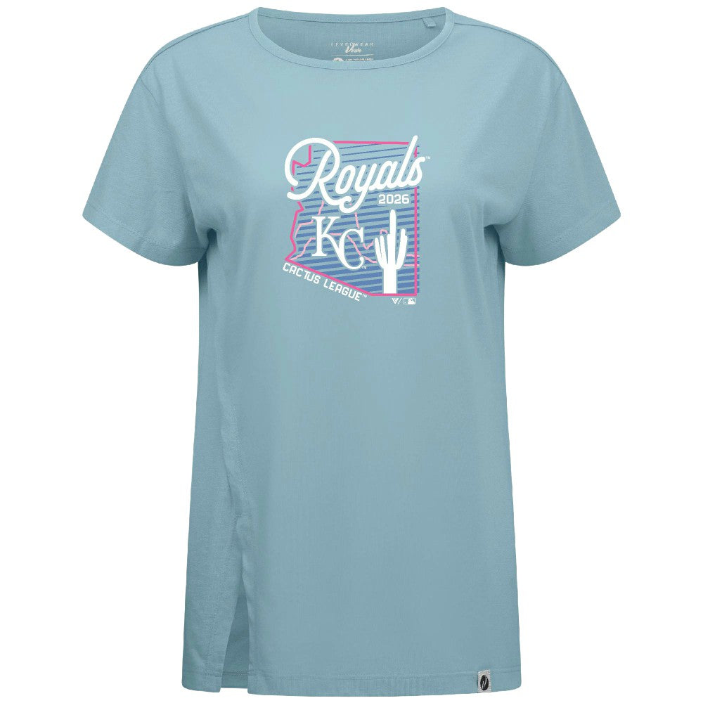 Kansas City Royals Levelwear Women's Influx Spring Training Sunrise Bold T-Shirt - Blue T-shirts