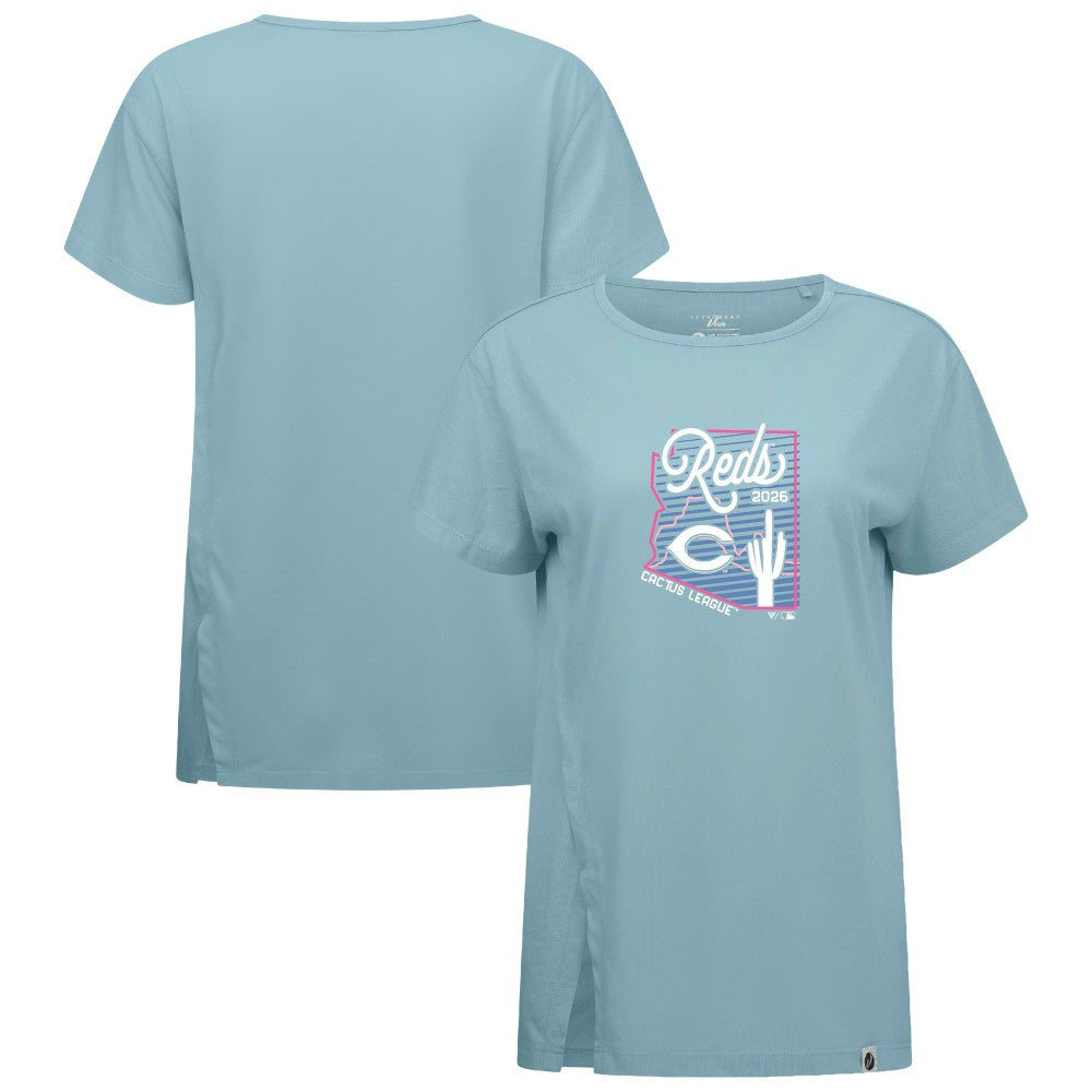 Cincinnati Reds Levelwear Women's Influx Spring Training Sunrise Bold T-Shirt - Blue T-shirts