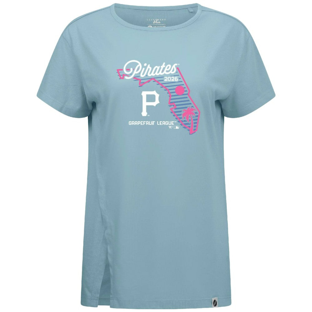 Pittsburgh Pirates Levelwear Women's Influx Spring Training Sunrise Bold T-Shirt - Blue T-shirts