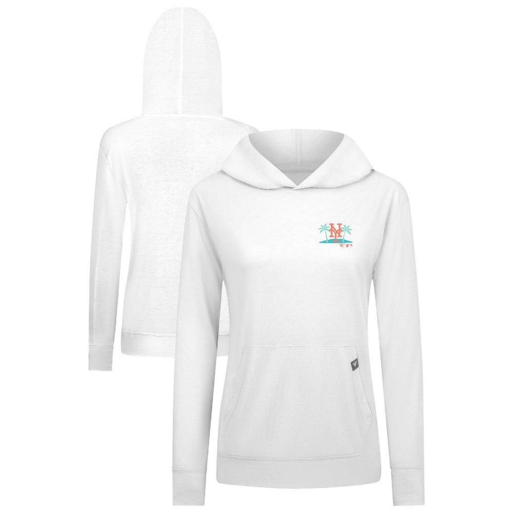 New York Mets Levelwear Women's Relay Spring Break Panoramic Bold Hoodie - White Hoodies