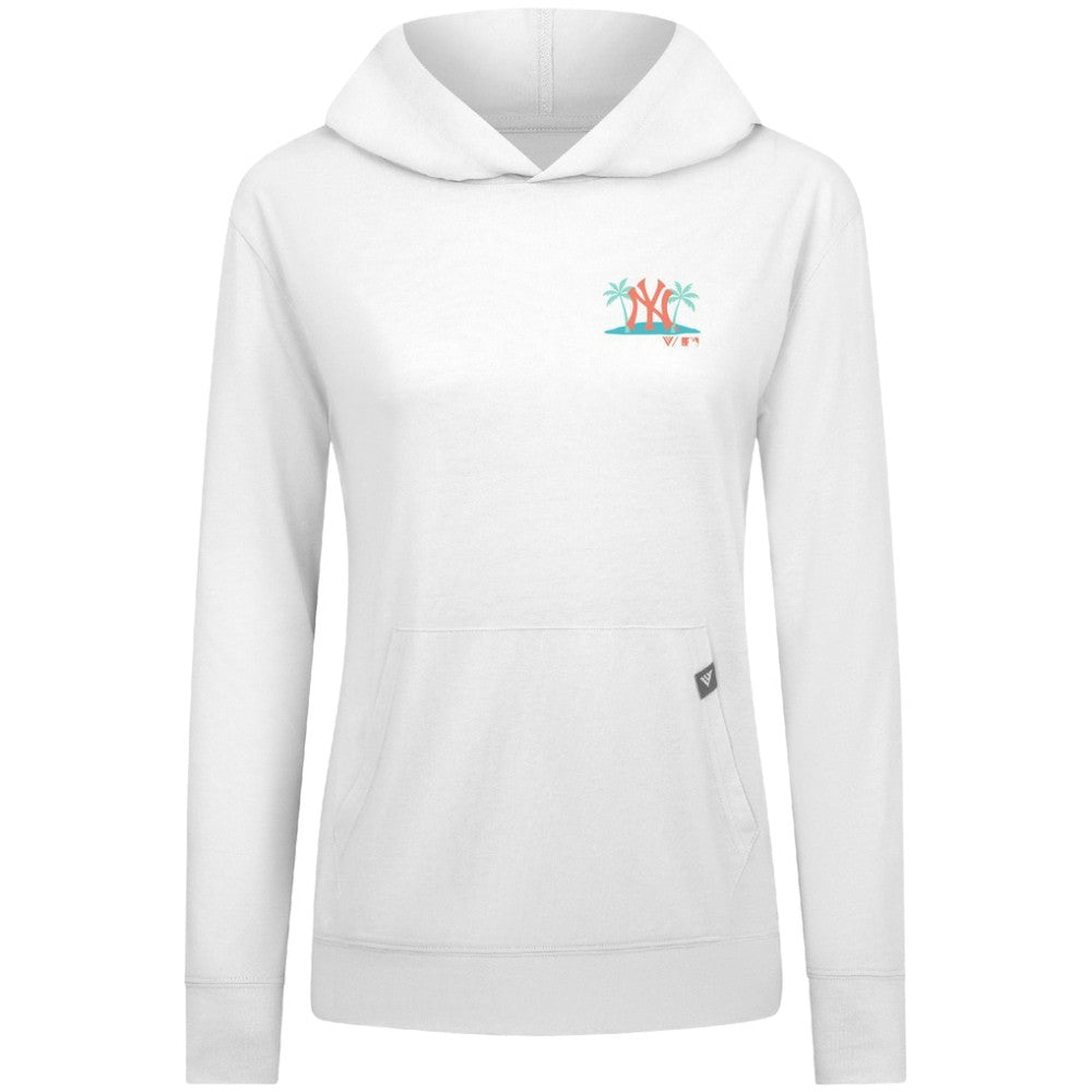 New York Yankees Levelwear Women's Relay Spring Break Panoramic Bold Hoodie - White Hoodies