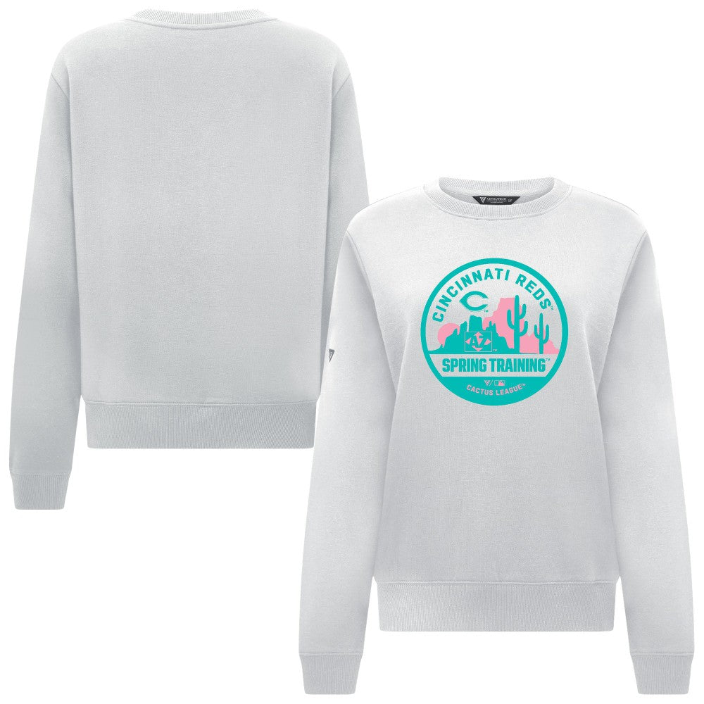 Cincinnati Reds Levelwear Women's Yvette Spring Training Badge Bold Sweatshirt - White Sweatshirts