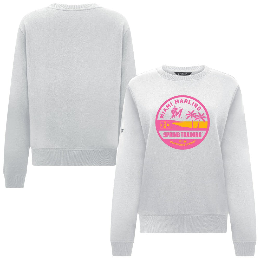 Miami Marlins Levelwear Women's Yvette Spring Training Badge Bold Sweatshirt - White Sweatshirts