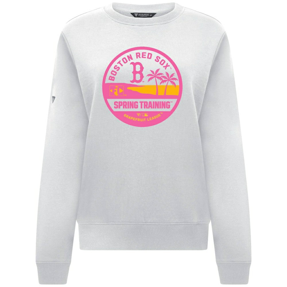 Boston Red Sox Levelwear Women's Yvette Spring Training Badge Bold Sweatshirt - White Sweatshirts