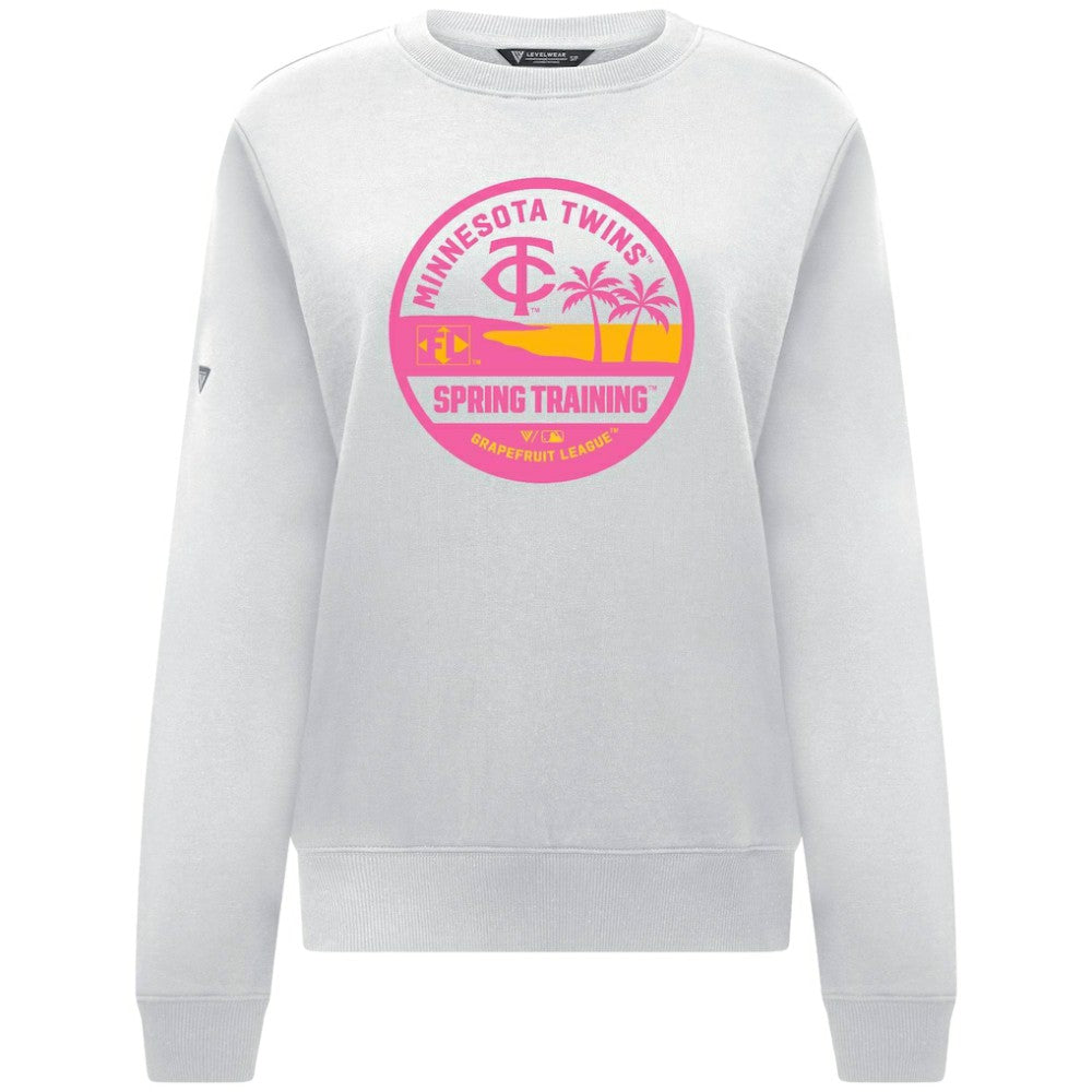 Minnesota Twins Levelwear Women's Yvette Spring Training Badge Bold Sweatshirt - White Sweatshirts